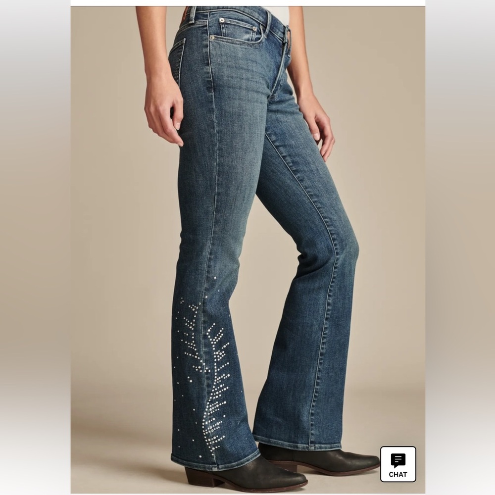 NWT LUCKY BRAND LEGEND JEANS MID RISE SWEET FLARE 8 29 STUDDED